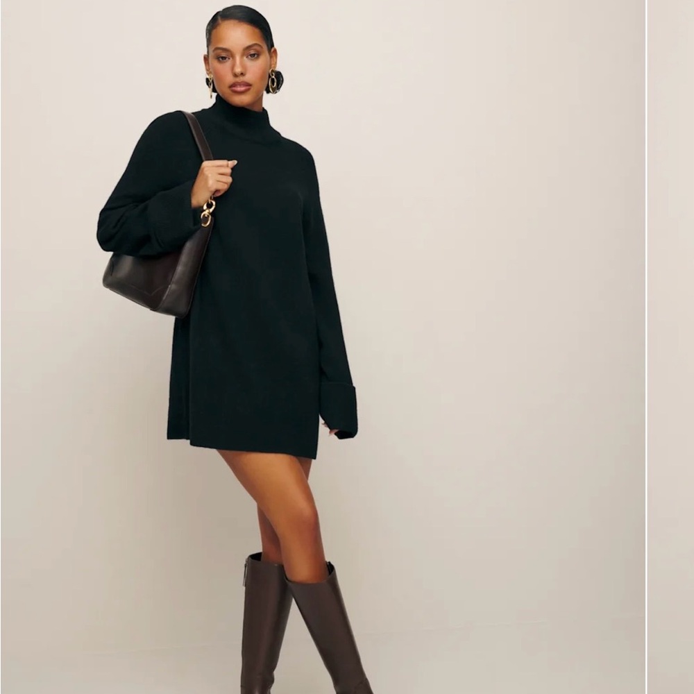 Reformation Black Long Sleeve Dress